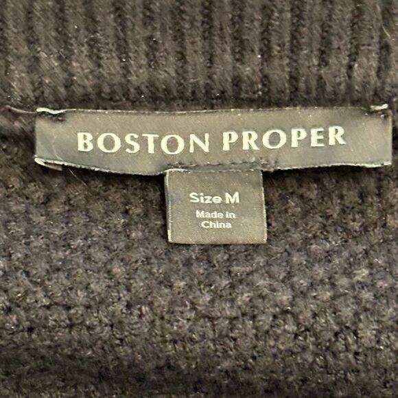 NWT Boston Proper Long Sleeve Metallic Foil Cable Cardigan Black Gold Medium - Picture 8 of 11